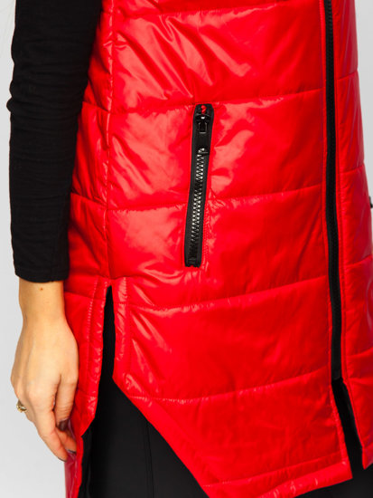 Gilet lungo trapuntato da donna rosso Bolf B0122