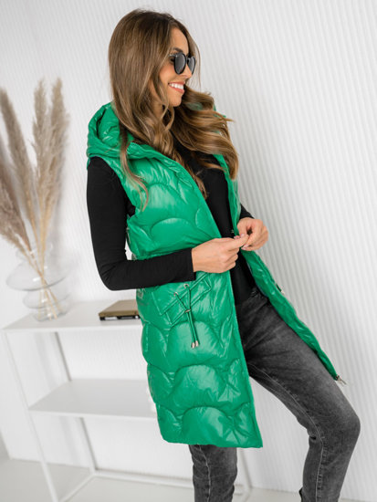 Gilet lungo trapuntato da donna verde Bolf B8172