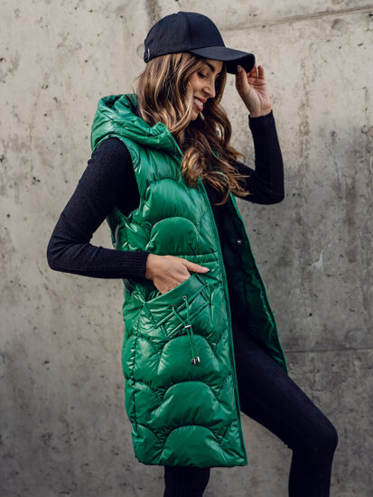 Gilet lungo trapuntato da donna verde Bolf B8172A