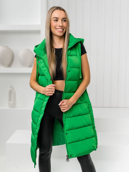 Gilet lungo trapuntato da donna verde Bolf MY6315