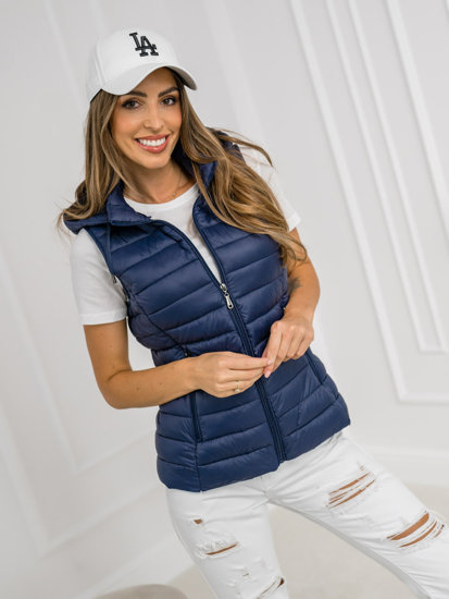 Gilet trapuntato con cappuccio da donna blu Bolf 16M9139