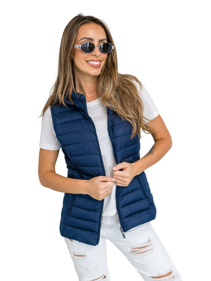 Gilet trapuntato con cappuccio da donna blu Bolf 16M9150