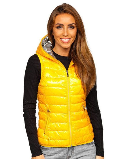 Gilet trapuntato con cappuccio da donna gialla Bolf 9563