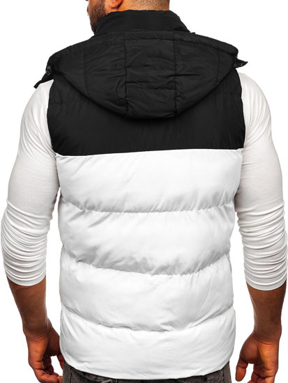 Gilet trapuntato con cappuccio da uomo bianco Bolf 1189