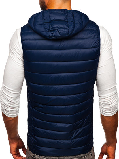 Gilet trapuntato con cappuccio da uomo blu Bolf 13072