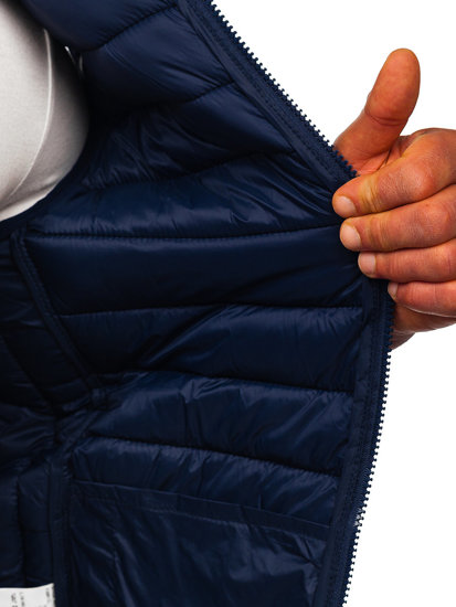 Gilet trapuntato con cappuccio da uomo blu Bolf 13072