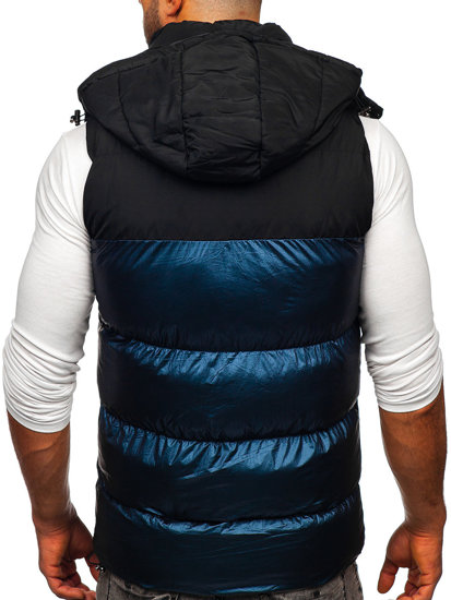 Gilet trapuntato con cappuccio da uomo blu Bolf 13079