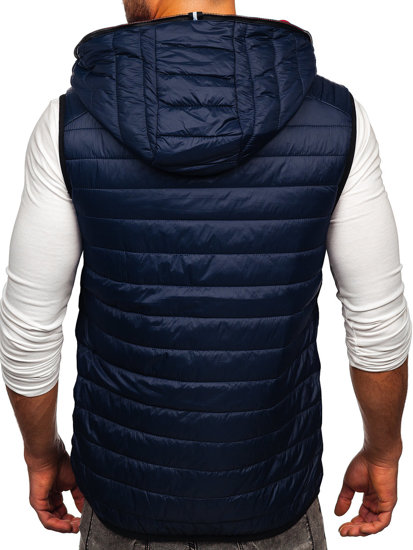 Gilet trapuntato con cappuccio da uomo blu Bolf 7106