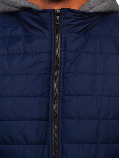 Gilet trapuntato con cappuccio da uomo blu Bolf 8M983