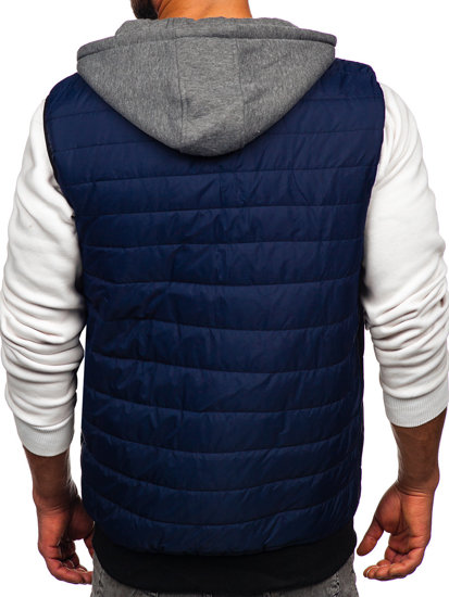 Gilet trapuntato con cappuccio da uomo blu Bolf 8M983