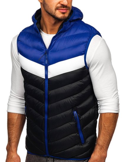 Gilet trapuntato con cappuccio da uomo blu Bolf HDL88004