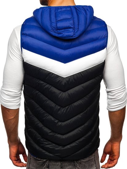 Gilet trapuntato con cappuccio da uomo blu Bolf HDL88004