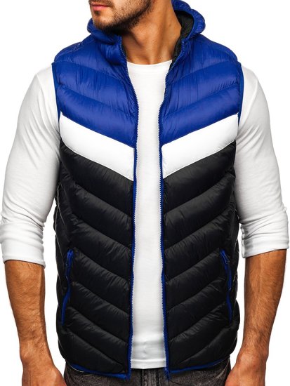 Gilet trapuntato con cappuccio da uomo blu Bolf HDL88004