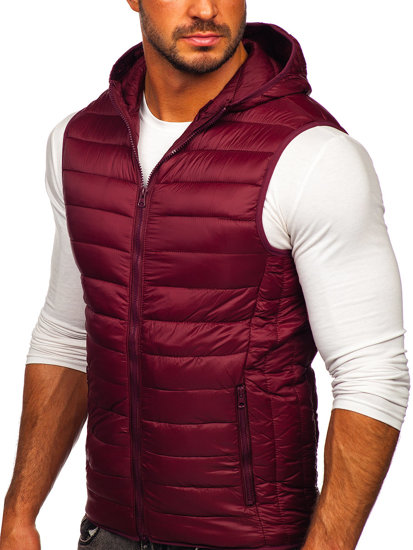 Gilet trapuntato con cappuccio da uomo bordò Bolf 13072