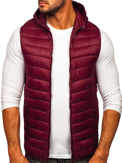 Gilet trapuntato con cappuccio da uomo bordò Bolf 13072