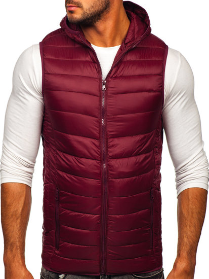 Gilet trapuntato con cappuccio da uomo bordò Bolf 13072