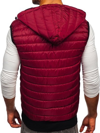 Gilet trapuntato con cappuccio da uomo bordò Bolf MY88