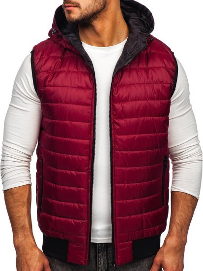 Gilet trapuntato con cappuccio da uomo bordò Bolf MY88