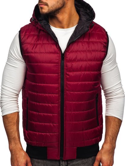 Gilet trapuntato con cappuccio da uomo bordò Bolf MY88