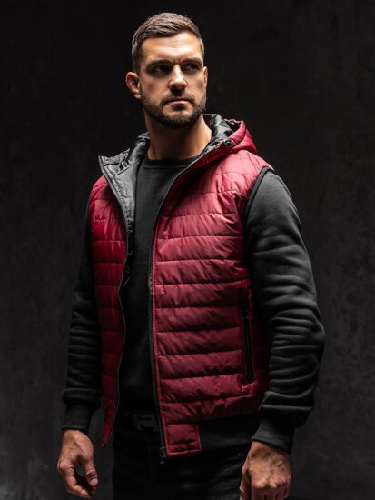 Gilet trapuntato con cappuccio da uomo bordò Bolf MY88A1