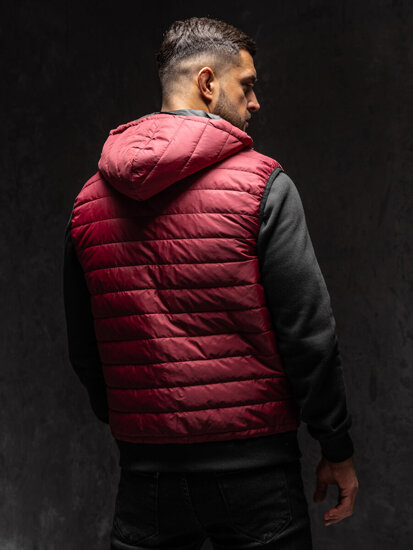 Gilet trapuntato con cappuccio da uomo bordò Bolf MY88A1