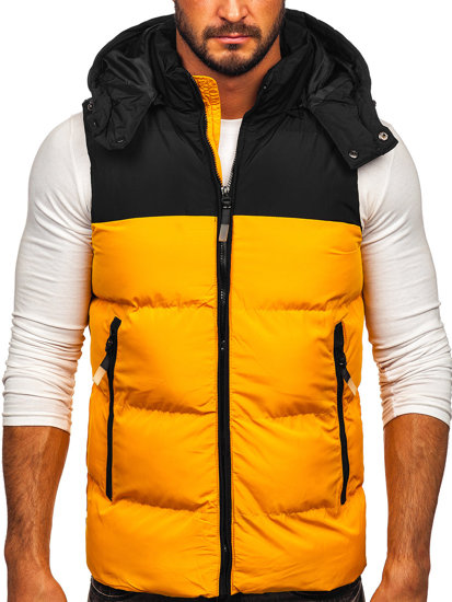 Gilet trapuntato con cappuccio da uomo cammello Bolf 1189