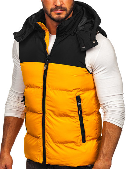 Gilet trapuntato con cappuccio da uomo cammello Bolf 1189