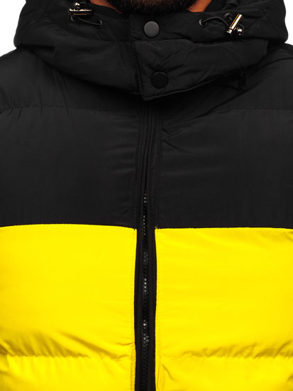 Gilet trapuntato con cappuccio da uomo giallo Bolf 1189