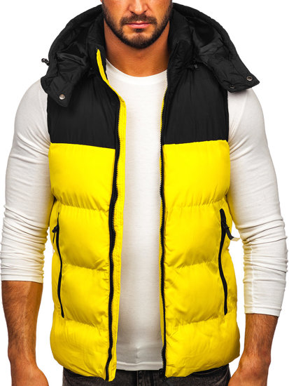 Gilet trapuntato con cappuccio da uomo giallo Bolf 1189