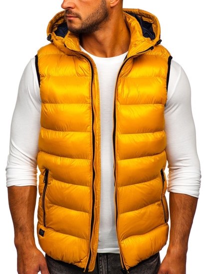 Gilet trapuntato con cappuccio da uomo giallo Bolf 6506