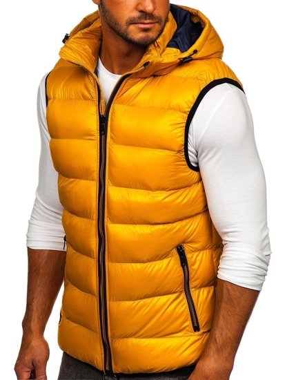 Gilet trapuntato con cappuccio da uomo giallo Bolf 6506