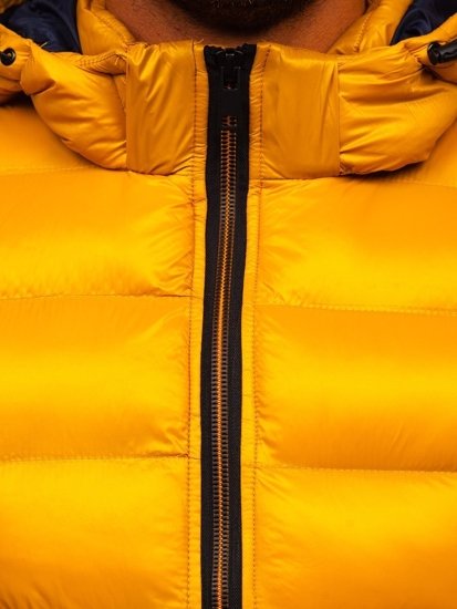 Gilet trapuntato con cappuccio da uomo giallo Bolf 6506