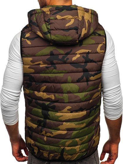 Gilet trapuntato con cappuccio da uomo khakiBolf 6701