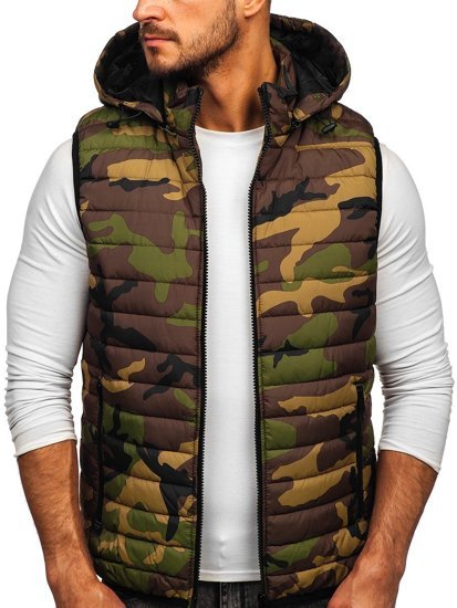 Gilet trapuntato con cappuccio da uomo khakiBolf 6701