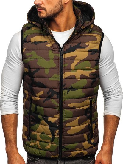 Gilet trapuntato con cappuccio da uomo khakiBolf 6701