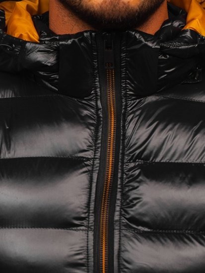 Gilet trapuntato con cappuccio da uomo nero Bolf 6506