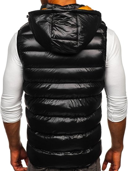 Gilet trapuntato con cappuccio da uomo nero Bolf 6506