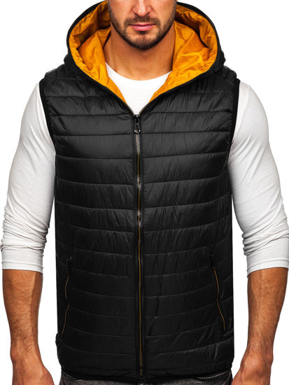 Gilet trapuntato con cappuccio da uomo nero Bolf 7106