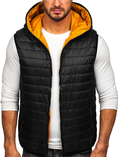 Gilet trapuntato con cappuccio da uomo nero Bolf 7106