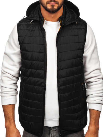 Gilet trapuntato con cappuccio da uomo nero Bolf  7157