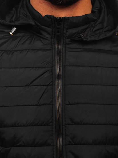 Gilet trapuntato con cappuccio da uomo nero Bolf  7157