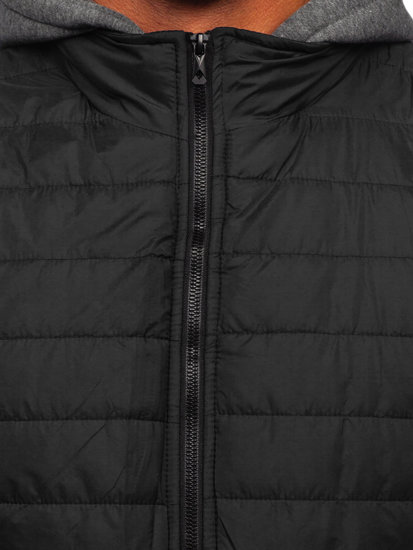 Gilet trapuntato con cappuccio da uomo nero Bolf 8M983