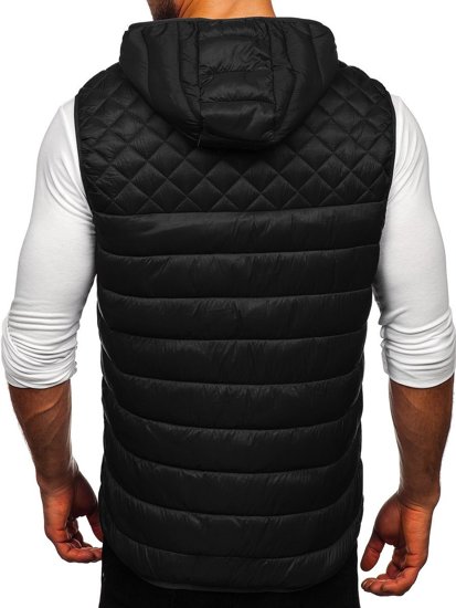 Gilet trapuntato con cappuccio da uomo nero Bolf HDL88003