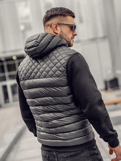 Gilet trapuntato con cappuccio da uomo nero Bolf HDL88003A