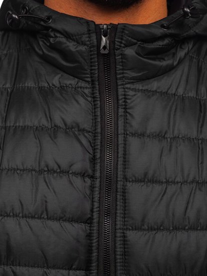 Gilet trapuntato con cappuccio da uomo nero Bolf MY88