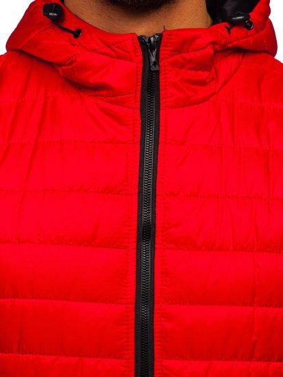 Gilet trapuntato con cappuccio da uomo rosso Bolf MY88