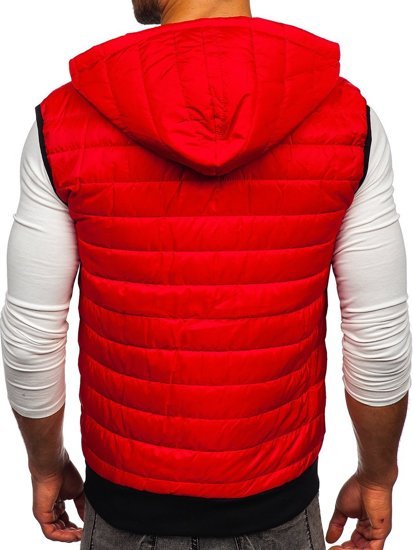 Gilet trapuntato con cappuccio da uomo rosso Bolf MY88