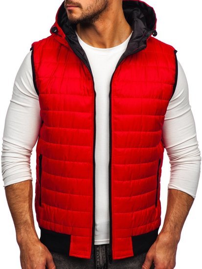 Gilet trapuntato con cappuccio da uomo rosso Bolf MY88