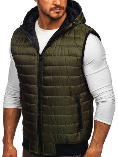 Gilet trapuntato con cappuccio da uomo verde Bolf MY88