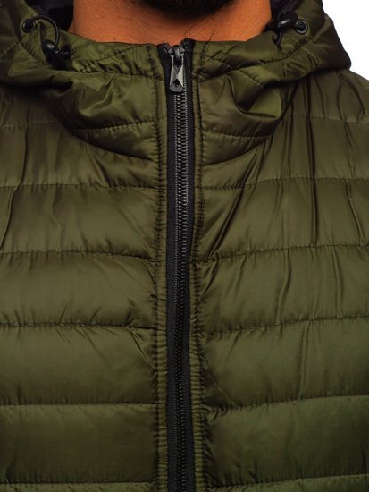 Gilet trapuntato con cappuccio da uomo verde Bolf MY88